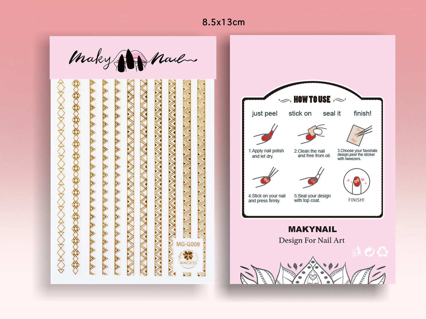 Gold Boho Stripe Arrow Theme nail sticker/ 1 Sheet 3D Nail Art Stickers Self Adhesive Decals/ nail art sticker / triangle Nail Appliques