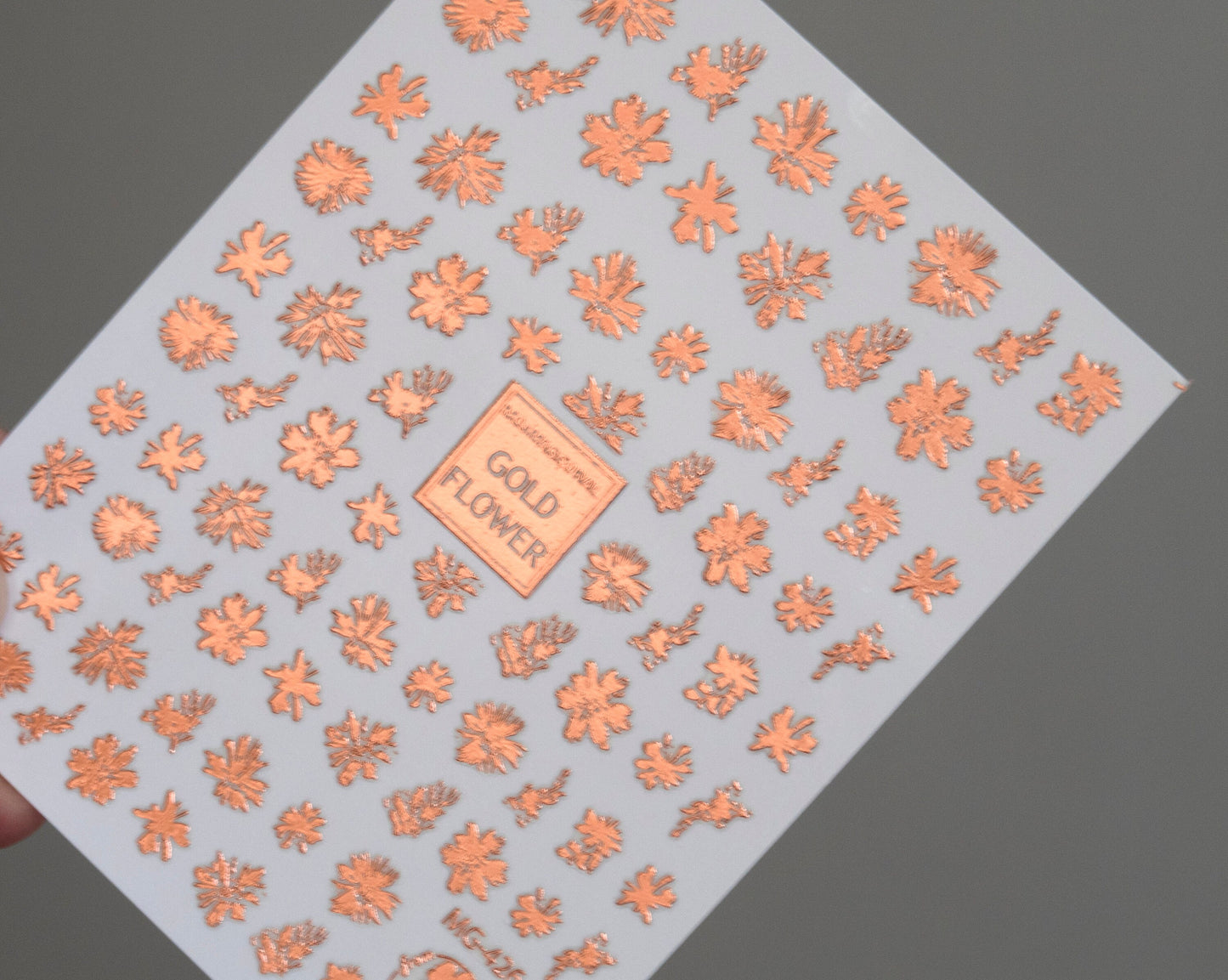 Rose Gold Hibiscus flower Nail Art Sticker/ Metallic DIY Tips Guides Transfer Stickers/ Flower Sticker/ Abstract Floral manicure stencil