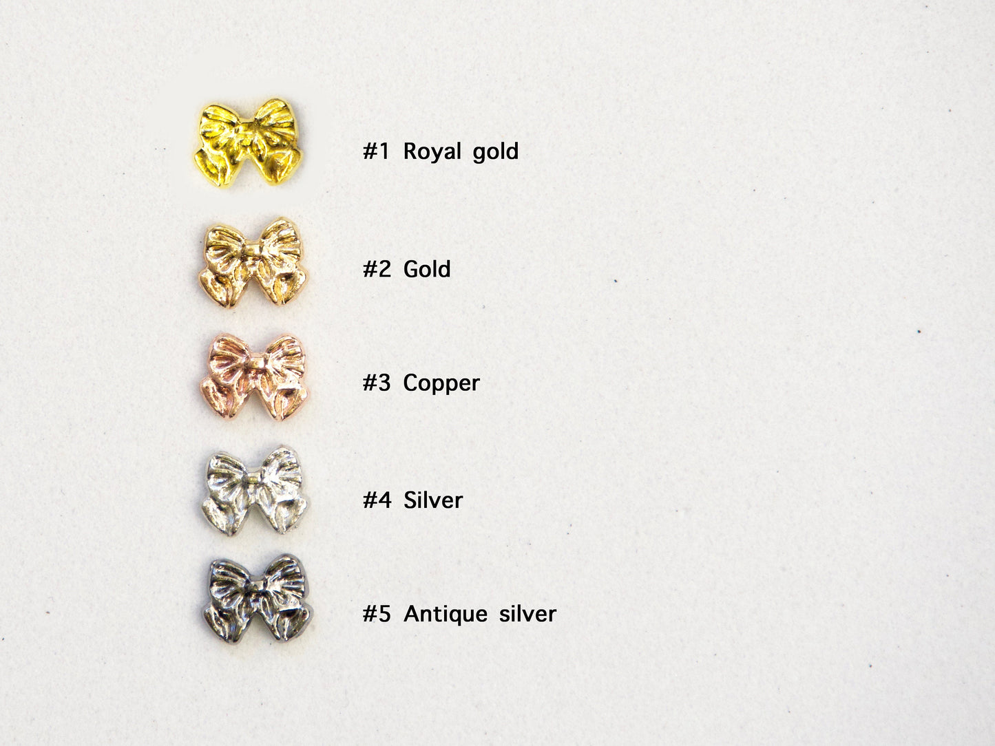 5 pcs Metallic Bowtie nail Charms/ 3D Bow tie charm NailS design art