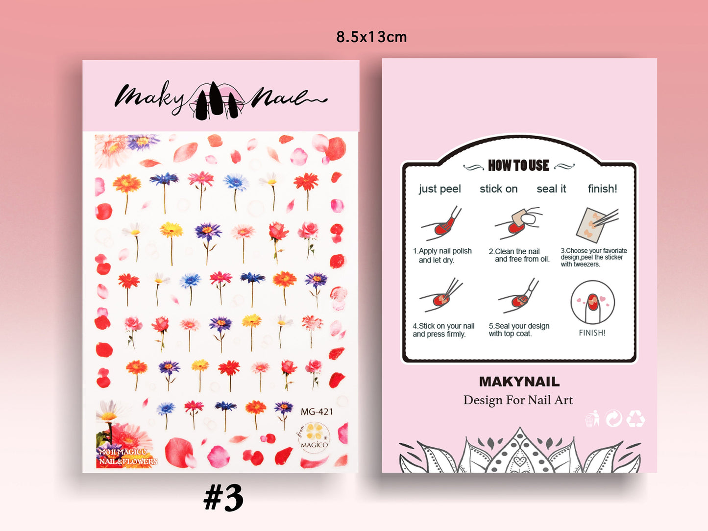 Floral Nail Art Sticker/ Semi-permeable dyed roses DIY Tips peel off Stickers/ Pink sakura flower Sticker/ plum blossom manicure stencil