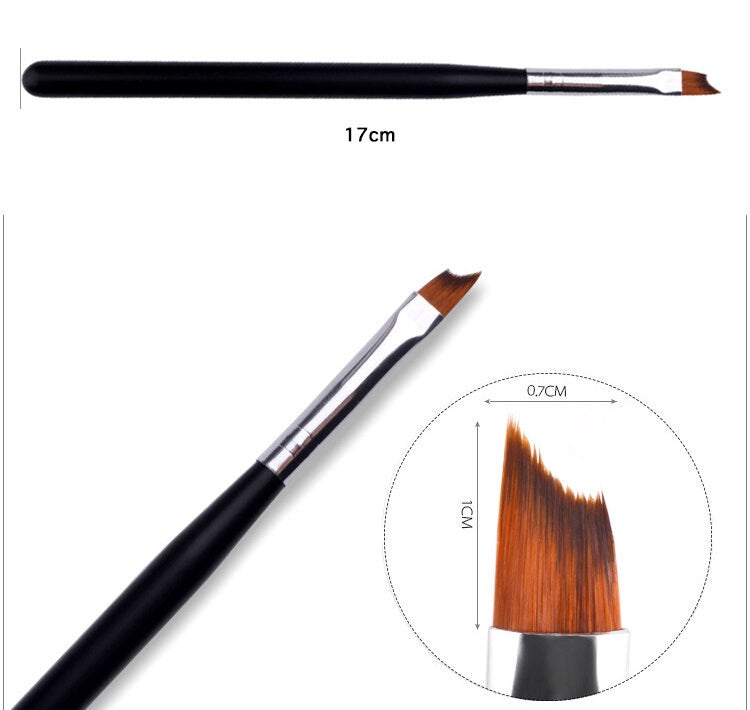 Oblique Head French Tip Nail Brush Black Handle UV Gel Petal Painting Polish Brush Drawing Pen Nails Art Tools