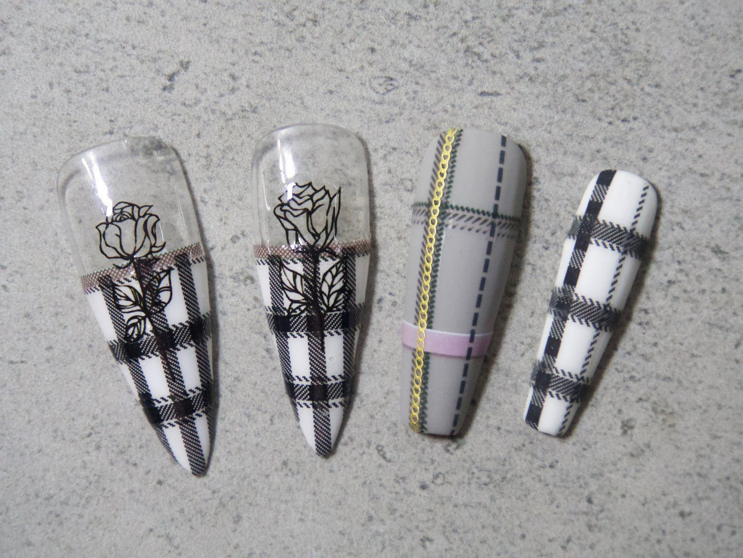 Tweed Plaid Pattern Nail Art Sticker/ Stripe Checkered Peel Off Tips Stickers/ Stripes scottish plaid Tartan holiday winter nails decals