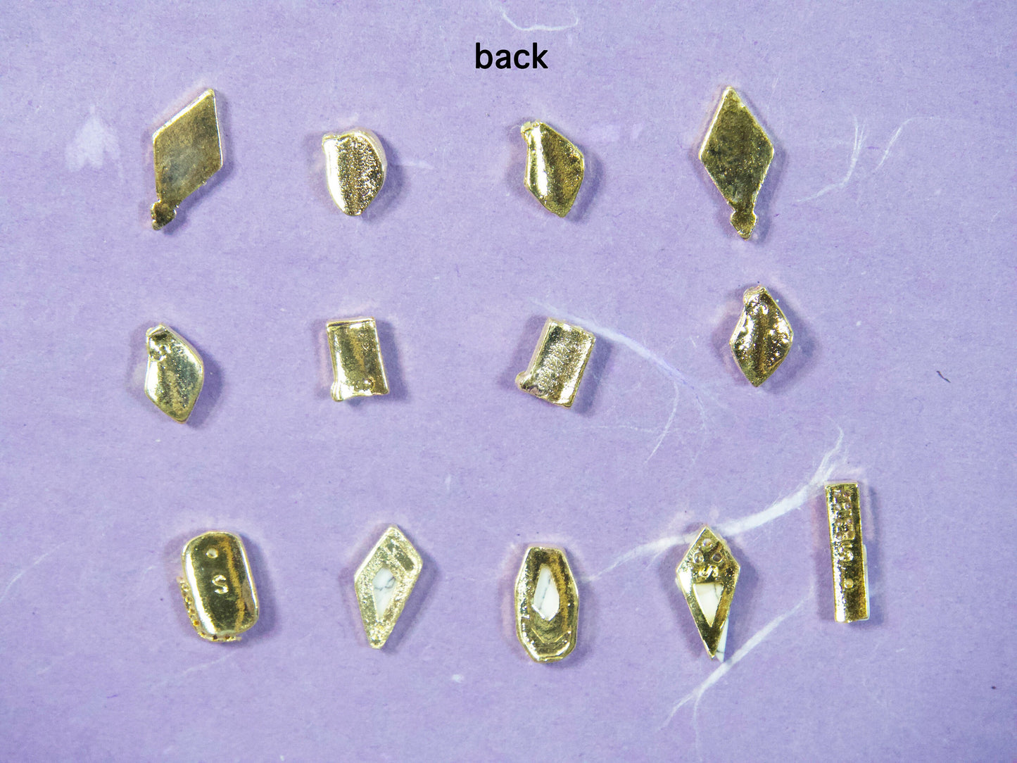 18k gold White Turquoise Quartz stone gem with Zircons nail Jewelry/ Marble charm Nail DIY deco/ Golden white rock quartz supply nail art