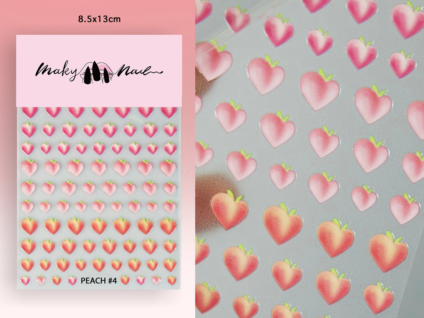 Peach Nail Art Sticker/ Lemon fruits DIY Tips Guides Transfer Stickers/ Cocktail nail transfers Sticker/ Pink UV gel polish manicure stencil