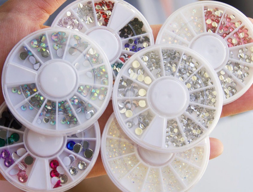 Clear & AB crystal Nail Rhinestones For Nails Art Decorations / Mixed multi size nail art decal/ Flat Back AB gem Decoration 3D Gems Studs