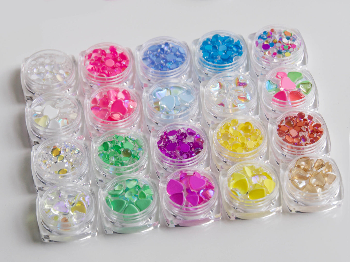 80pcs Polar light Glass Beads Nail Art/ Mixed Semicircular Galaxy Heart pearls nail art charm / Luminous Mocha light-catching semi bead