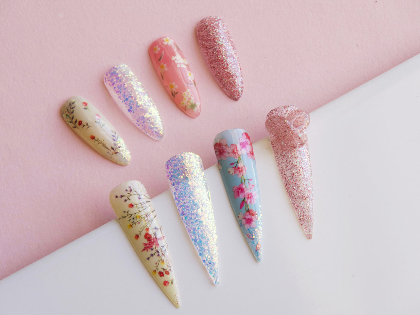 Floral Nail Art Sticker/ DIY Tips Guides Transfer Stickers/ Pink sakura flower Sticker/ plum blossom manicure stencil