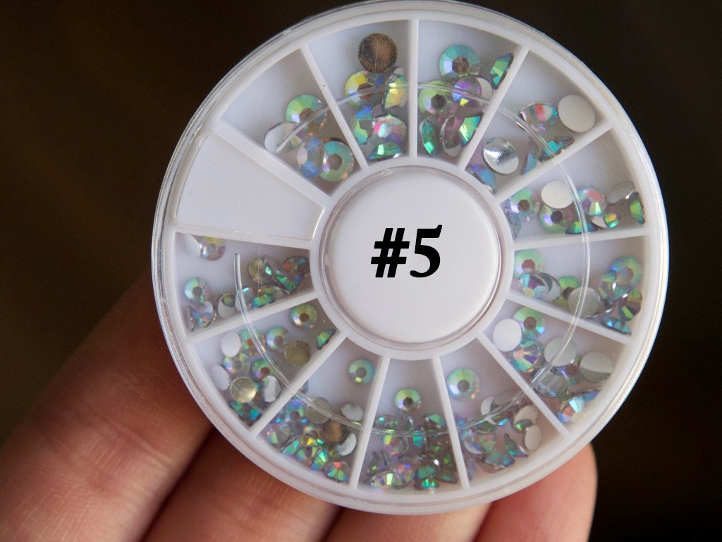 Clear & AB crystal Nail Rhinestones For Nails Art Decorations / Mixed multi size nail art decal/ Flat Back AB gem Decoration 3D Gems Studs