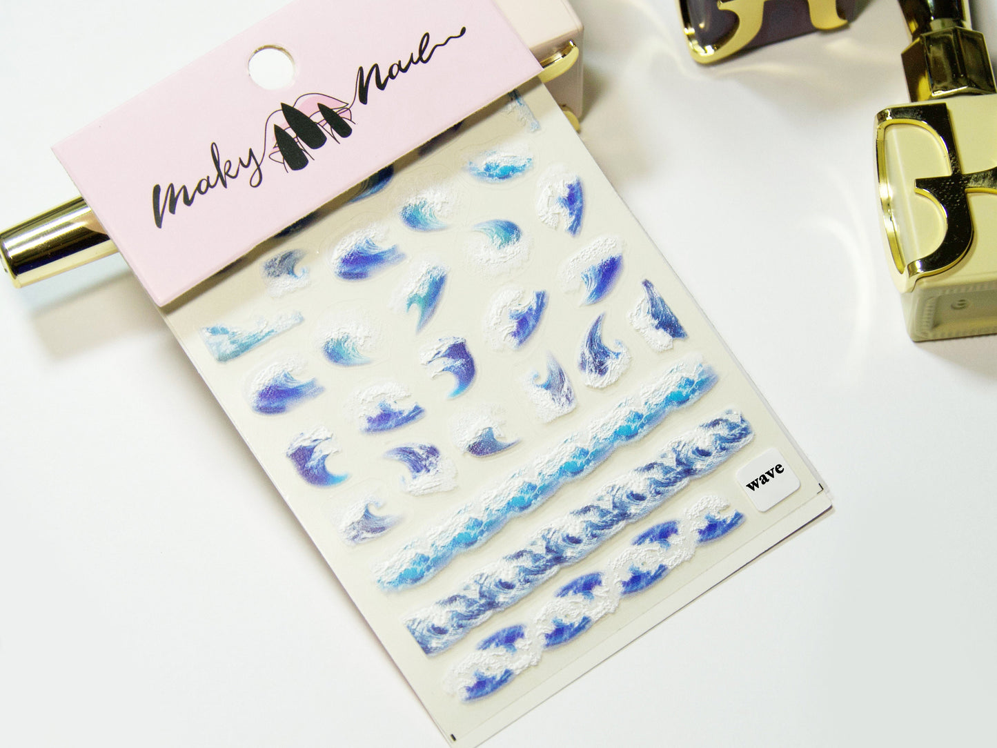 Blue Ocean Wave Nail Sticker/ Spirit of Ukiyo-e Stunning Japanese Famous Artwork The Great Wave off Kanagawa 3D Embossed Nails Supply