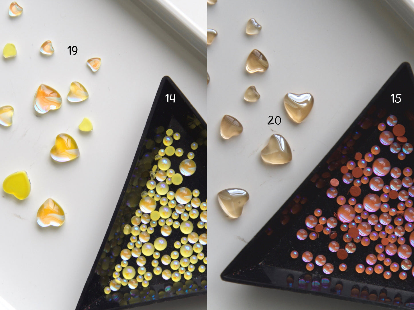 80pcs Polar light Glass Beads Nail Art/ Mixed Semicircular Galaxy Heart pearls nail art charm / Luminous Mocha light-catching semi bead