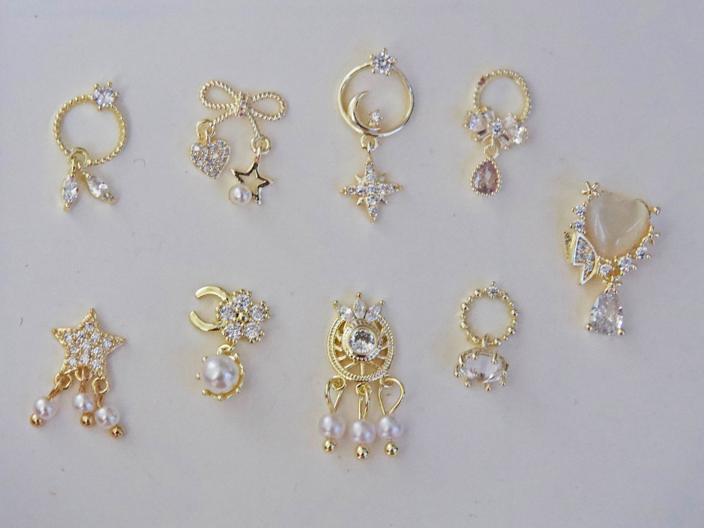 14k Gold Zircon Nail Dangle / Instagram 3D Nail Ornament Nail Decal