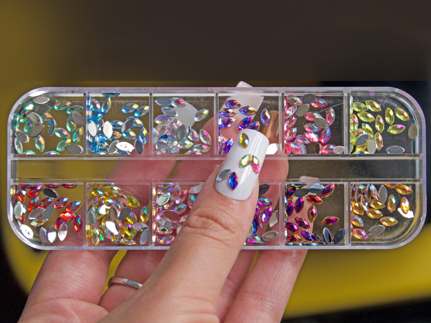 Iridescence Halo Marquise Flat Back No Hotfix Tear Drop 3D DIY Tear-Drop Crystals Rhinestones/ AB Stone Nail Art Supply