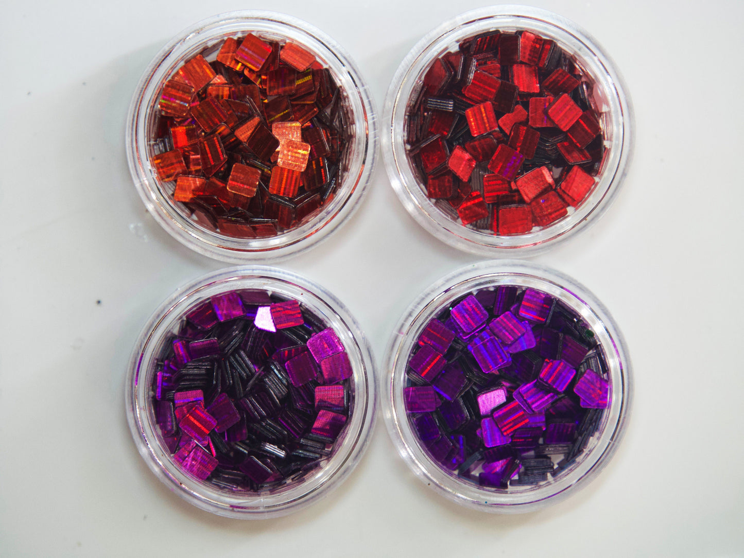 12 jars Square Laser Glitter Chips/ Iridescent Nail Flakes 3D DIY Sequins/Metallic Colors Halo Quadrate Glitters Craft Manicure Supply