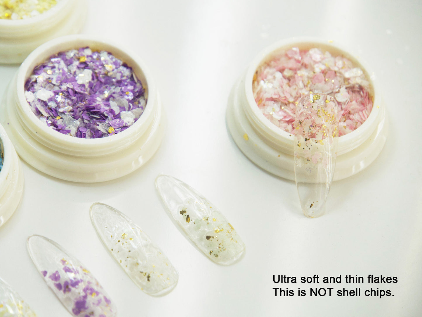 Pastel Colors Super Soft Flakes/ Cotton candy Irregular Flashy Gold Foils Chips/ Muted Hue Nail design Glitter supply/ Mixed nail glitters