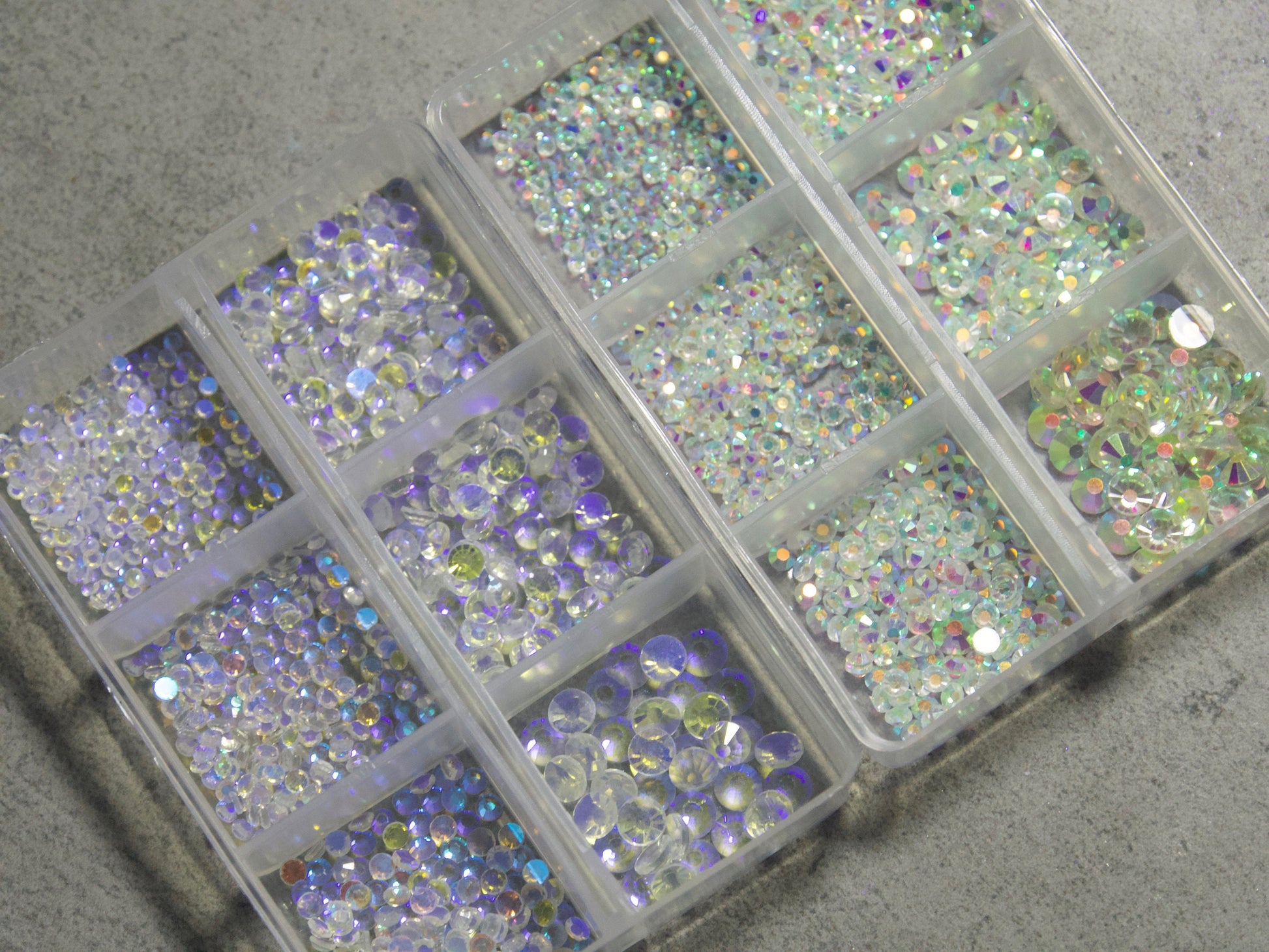 1000pcs Mixed sizes Polar Light Crystals/ Non Hot fix flat clear back Aurora Crystal nail art rhinestones