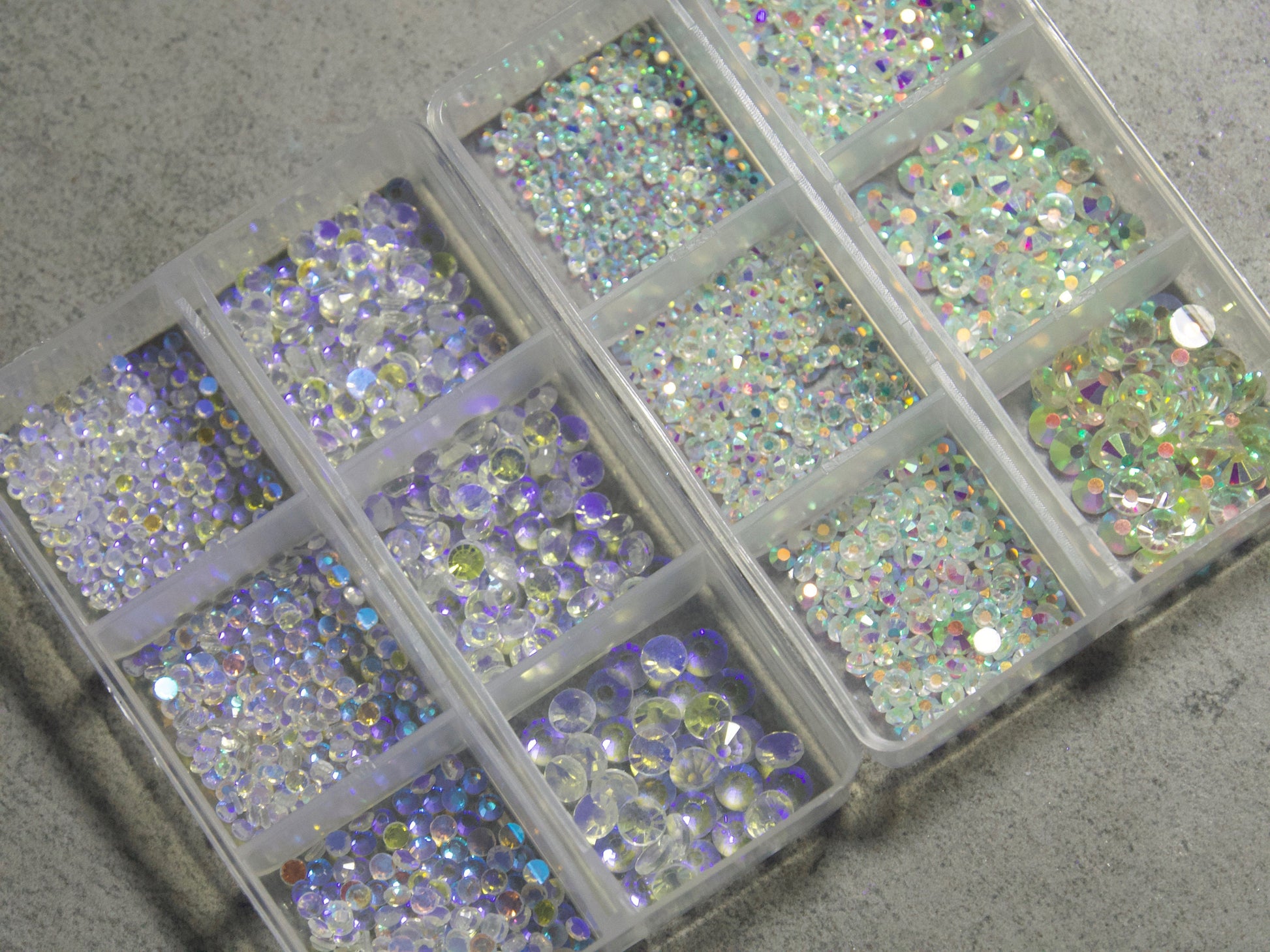 1000pcs Mixed sizes Polar Light Crystals/ Non Hot fix flat clear back Aurora Crystal nail art rhinestones