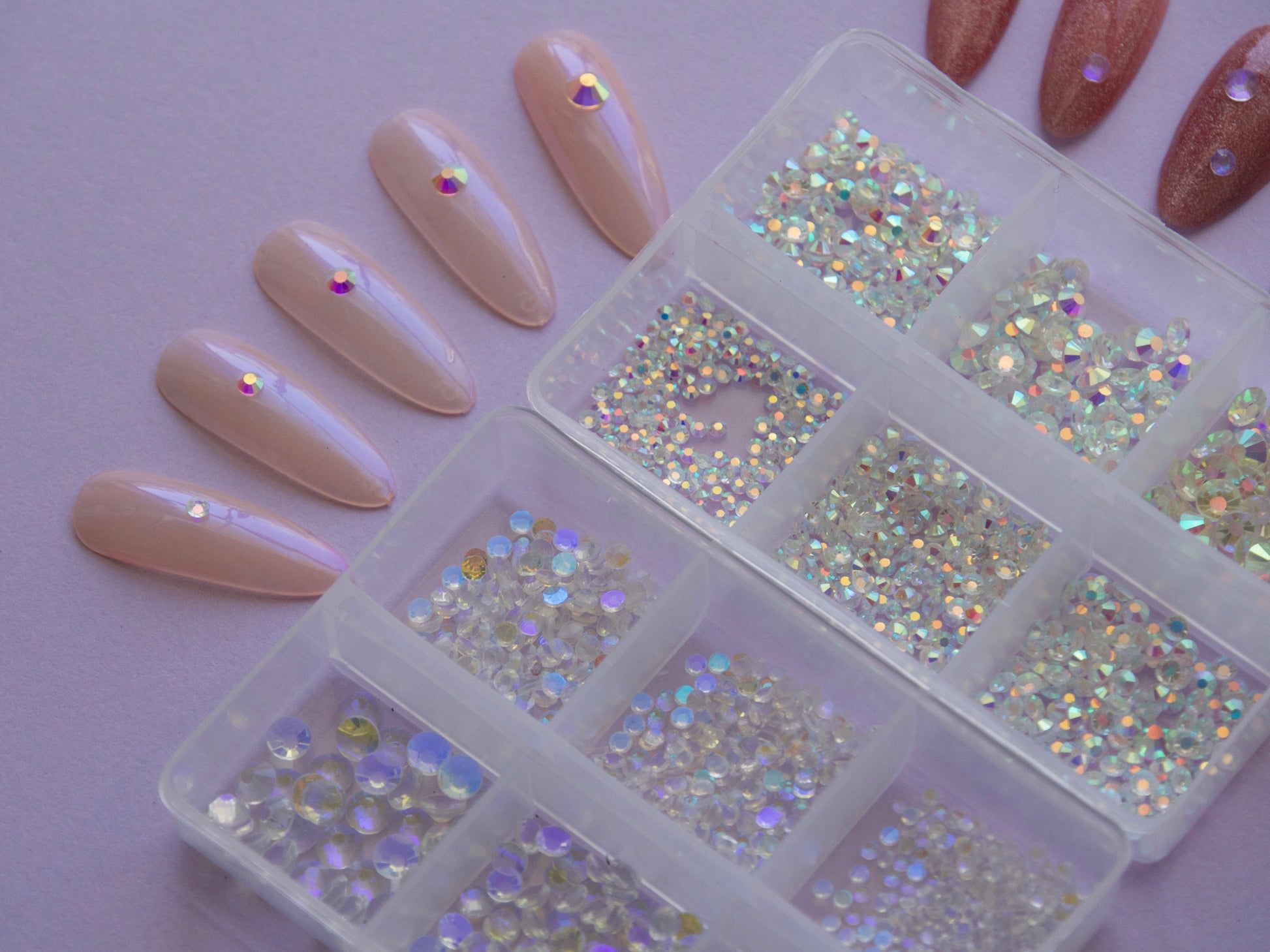 1000pcs Mixed sizes Polar Light Crystals/ Non Hot fix flat clear back Aurora Crystal nail art rhinestones