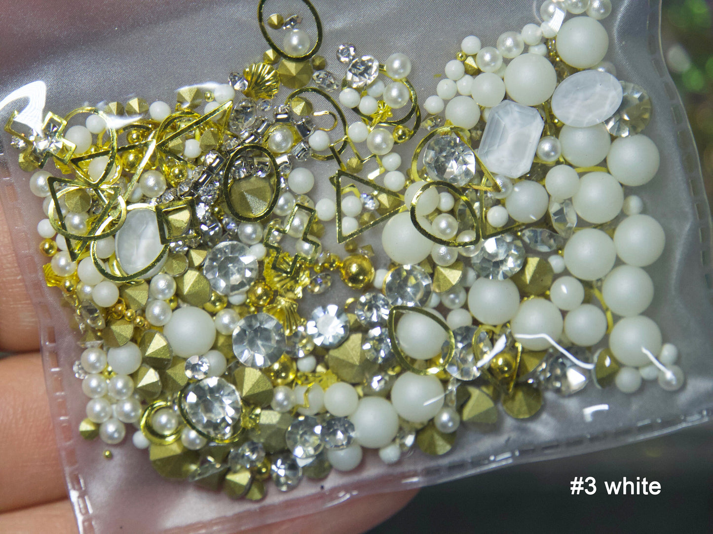 Mixed Pearls Opal Crystals decal/ Mocha Luminous Rhinestones studs 3D Gemstones Resin crafts&nails