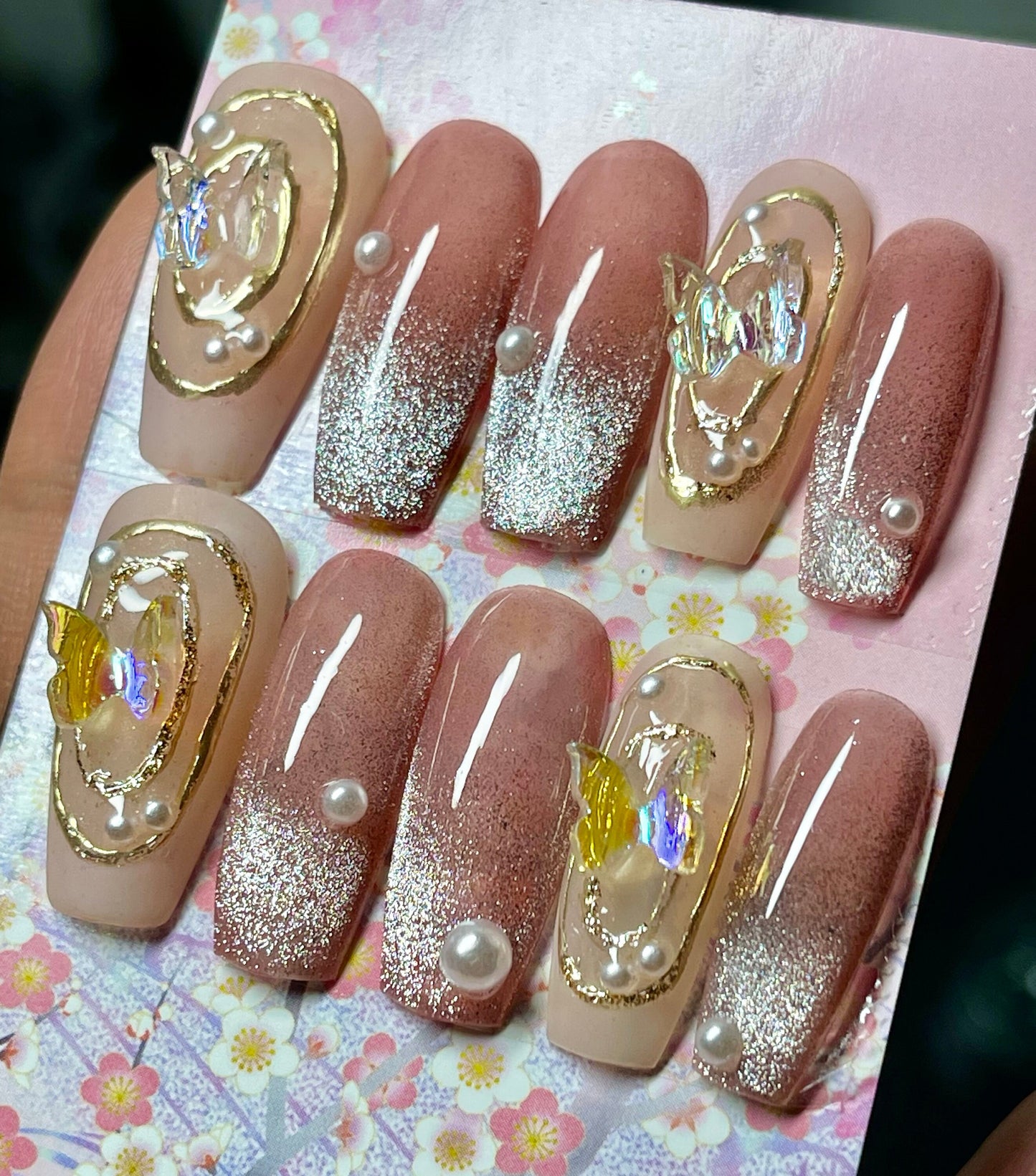 3D Bowtie Polar Lights Nail Decal/ Chameleon Tik Tok Nail DIY charm for nail Gel Polish Design