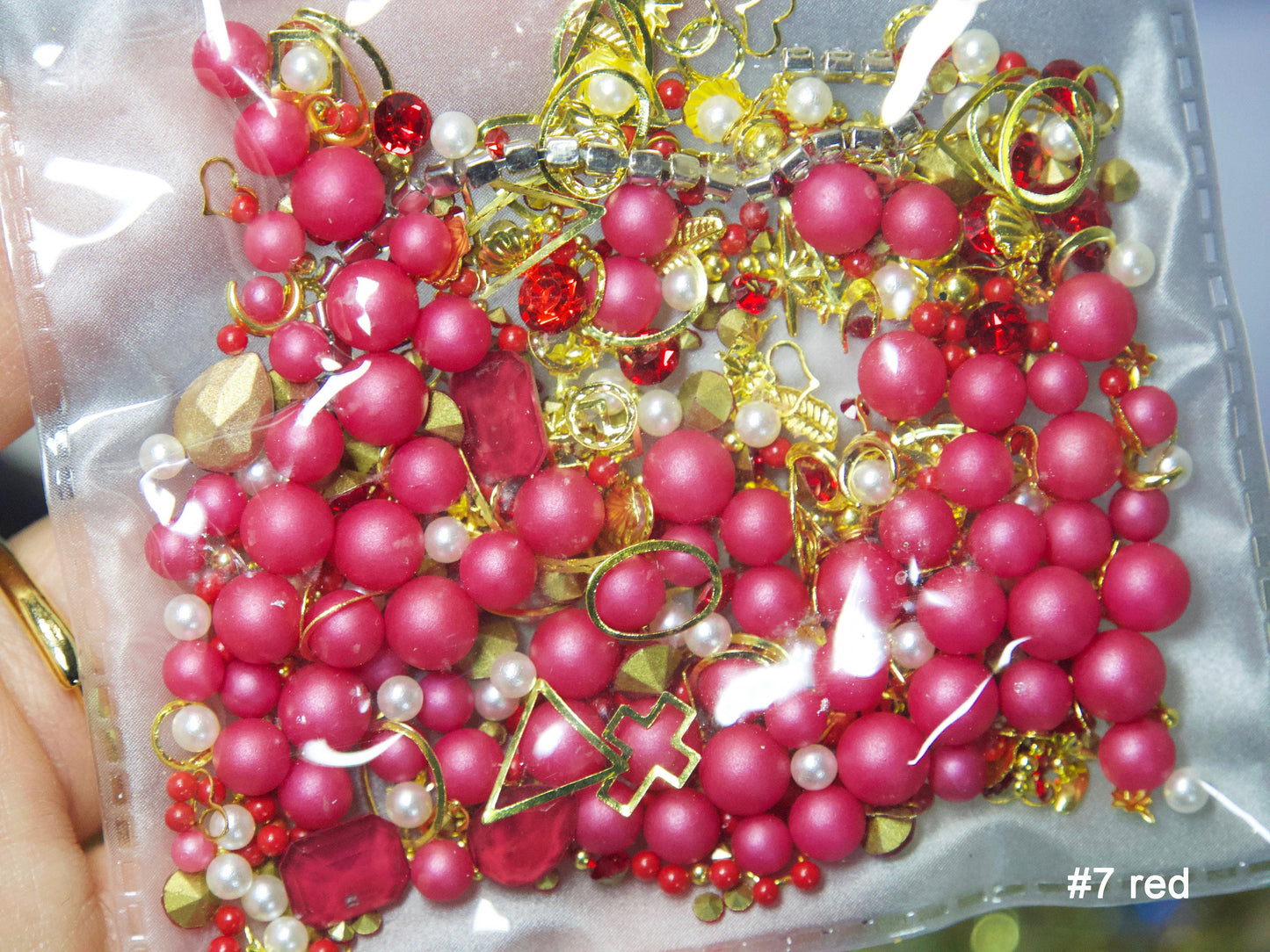Mixed Pearls Opal Crystals decal/ Mocha Luminous Rhinestones studs 3D Gemstones Resin crafts&nails