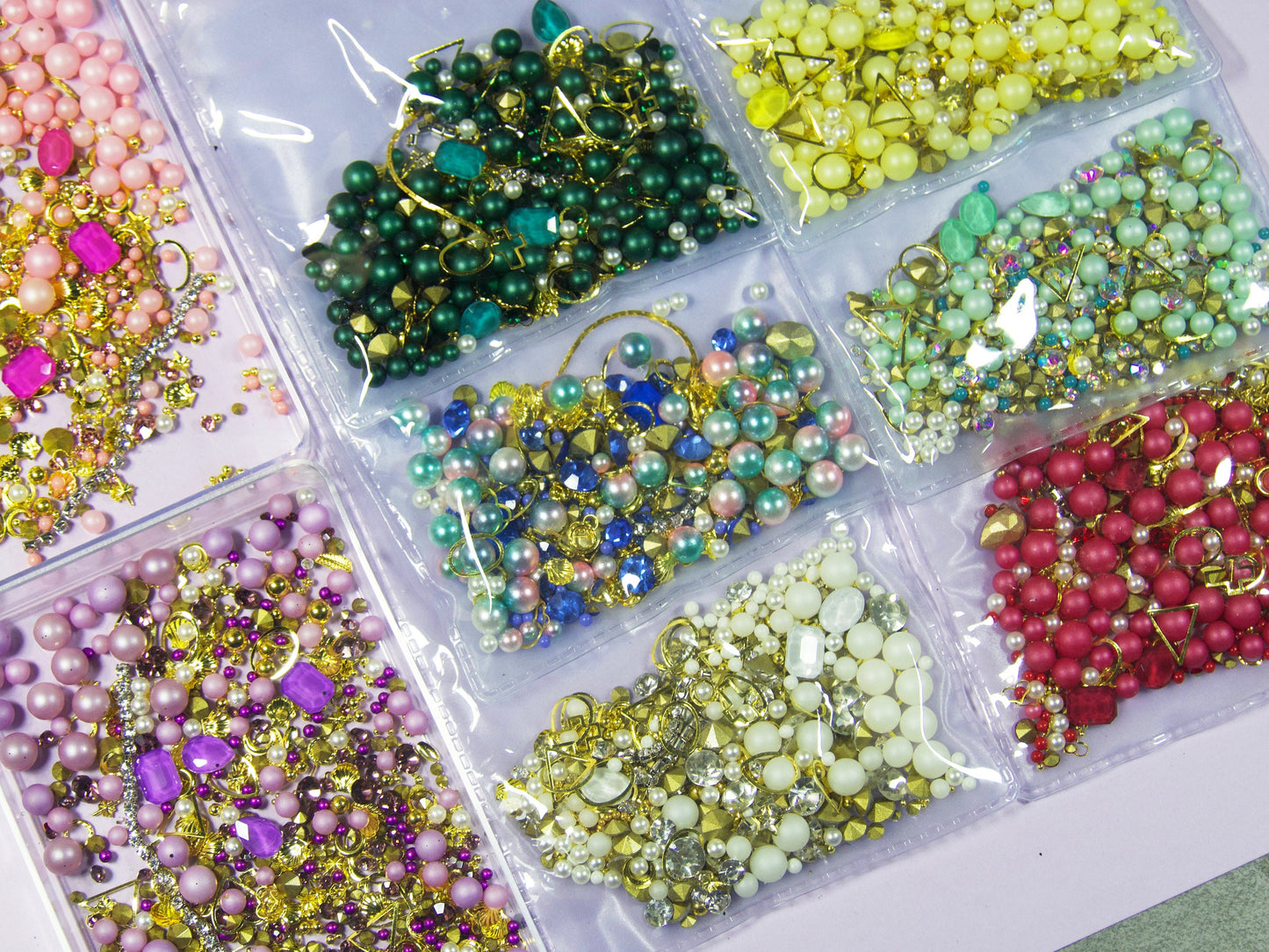 Mixed Pearls Opal Crystals decal/ Mocha Luminous Rhinestones studs 3D Gemstones Resin crafts&nails