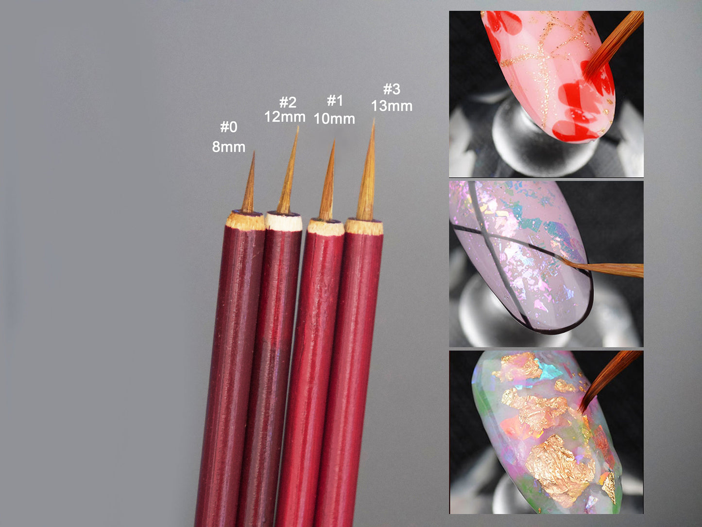 Mink Hair Nail Brush Flower Painting Detailing Striping Nail Art Pen, liner brush, Painting Brushes Thin Bamboo Handle Tool Supply
