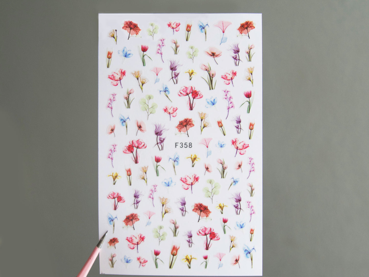 Floral Nail Art Sticker/ DIY Tips Guides Transfer Stickers/ Woodland flower Sticker/ UV gel nail polish manicure stencil