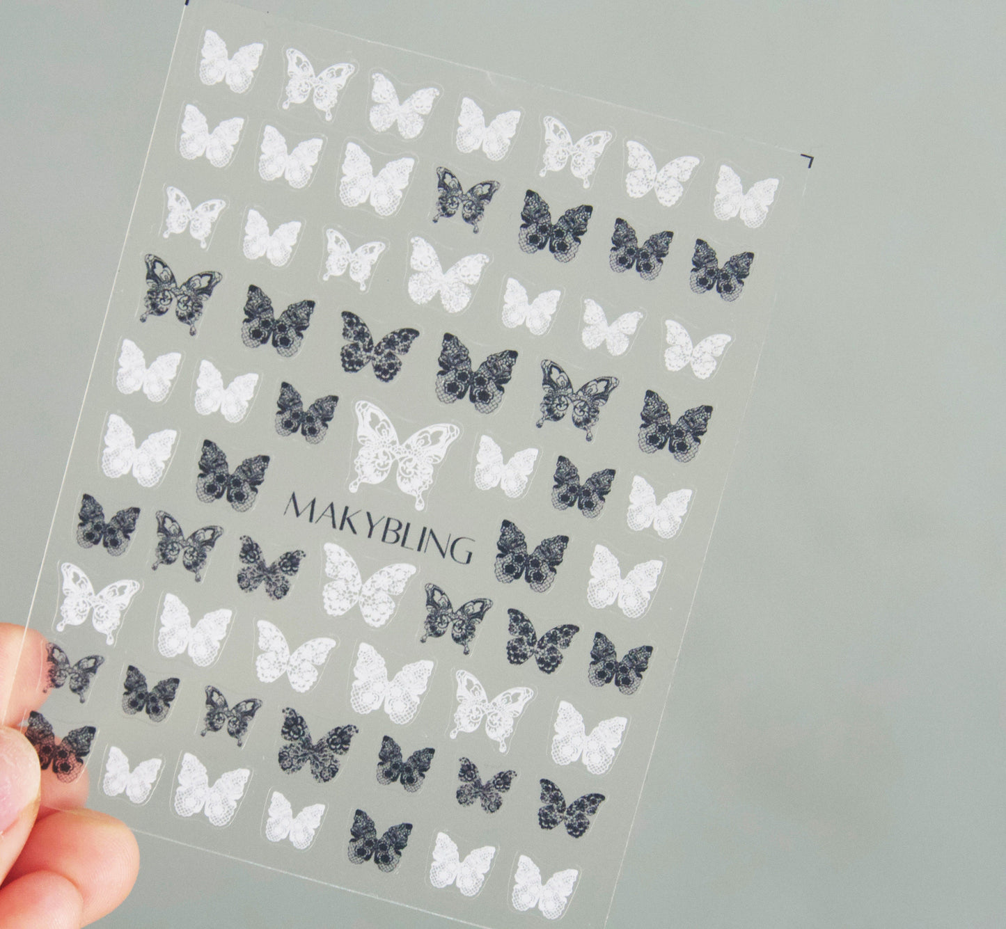 Butterfly lace nail sticker/Ultra thin Black&white Butterflies Nail Art Stickers Self Adhesive Decals/UV gel Polish Bridal Wedding theme