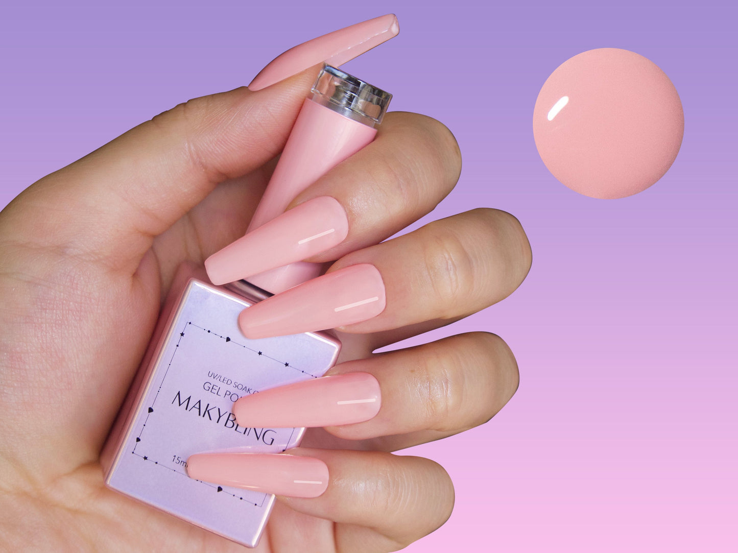 15ml Misty Rose Gel polish/ Flamingo Pink Solid color Nails/ Pastel Salmon Light nude Pink Soak off UV/Led Gel polish Manicure -Makybling