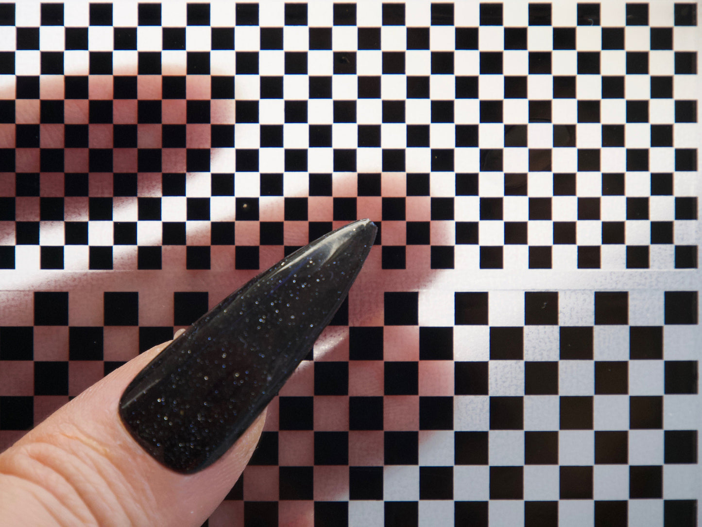 Black and White Checkered Plaid Pattern Nail Art Sticker/ Square Grids Peel Off Tips Stickers/ Black Clear Check Nail Decal Supply