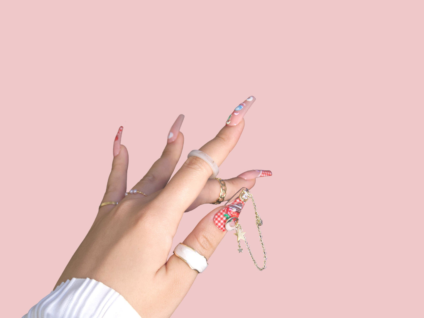 Gold Chain 3D Zircon nail ornament nail decal/ Butterfly starry sky nail dangle