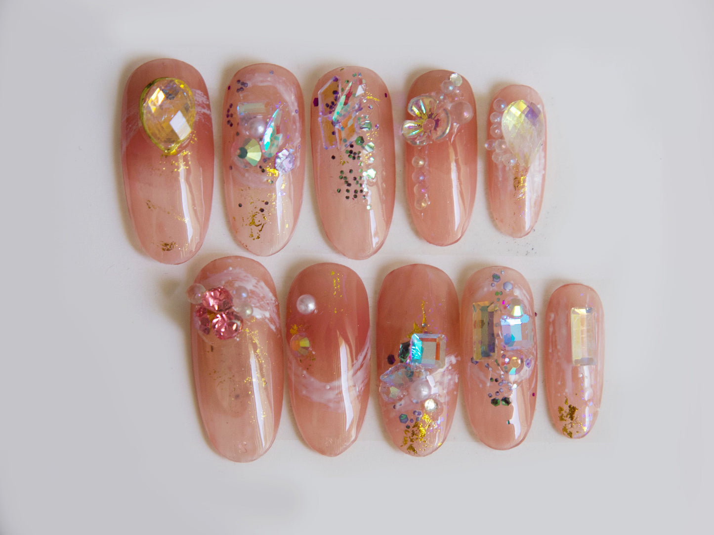 Mixed Rhinestones caviar Beads nail art decal/ 3D Gemstones nail Decals