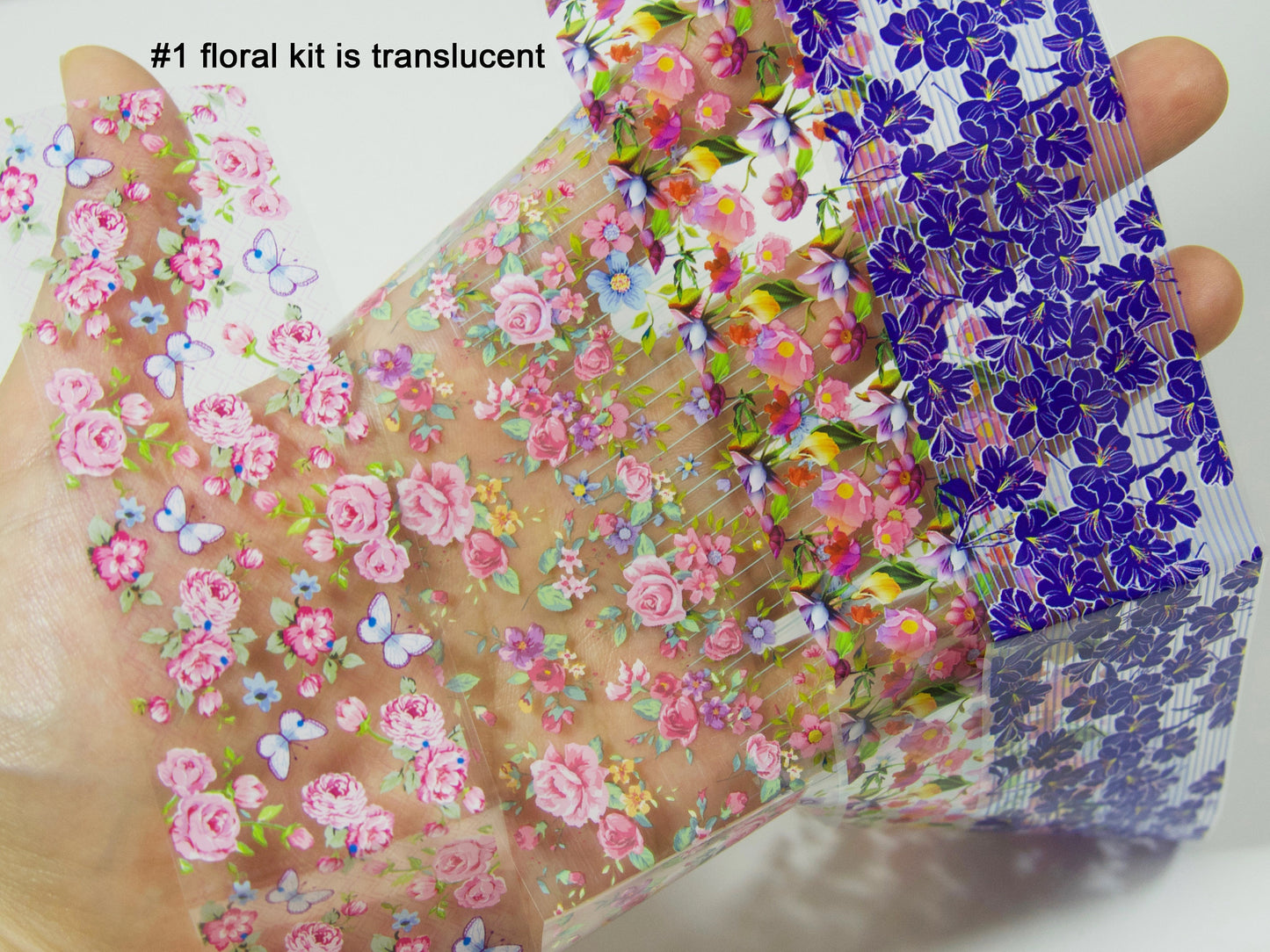9pcs Flower garden Transfer Film Foil Nail Art Sticker Decal/ Floral Sakura Rose Peony DIY nail Films
