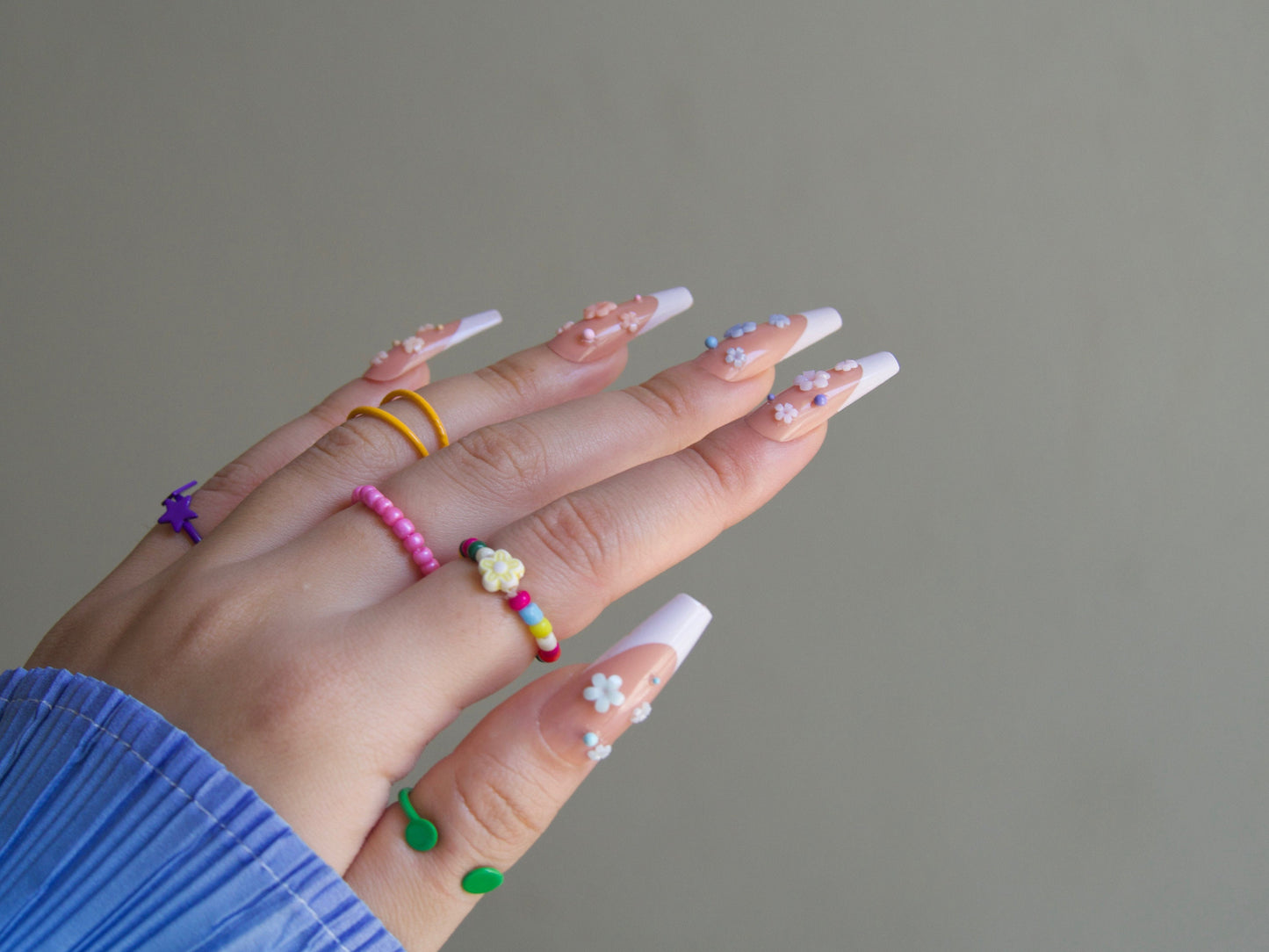 3D Floral Nail Decal/ Pastel color Six Tik Tok Nail DIY charm for nail Gel Polish Acrylic Design