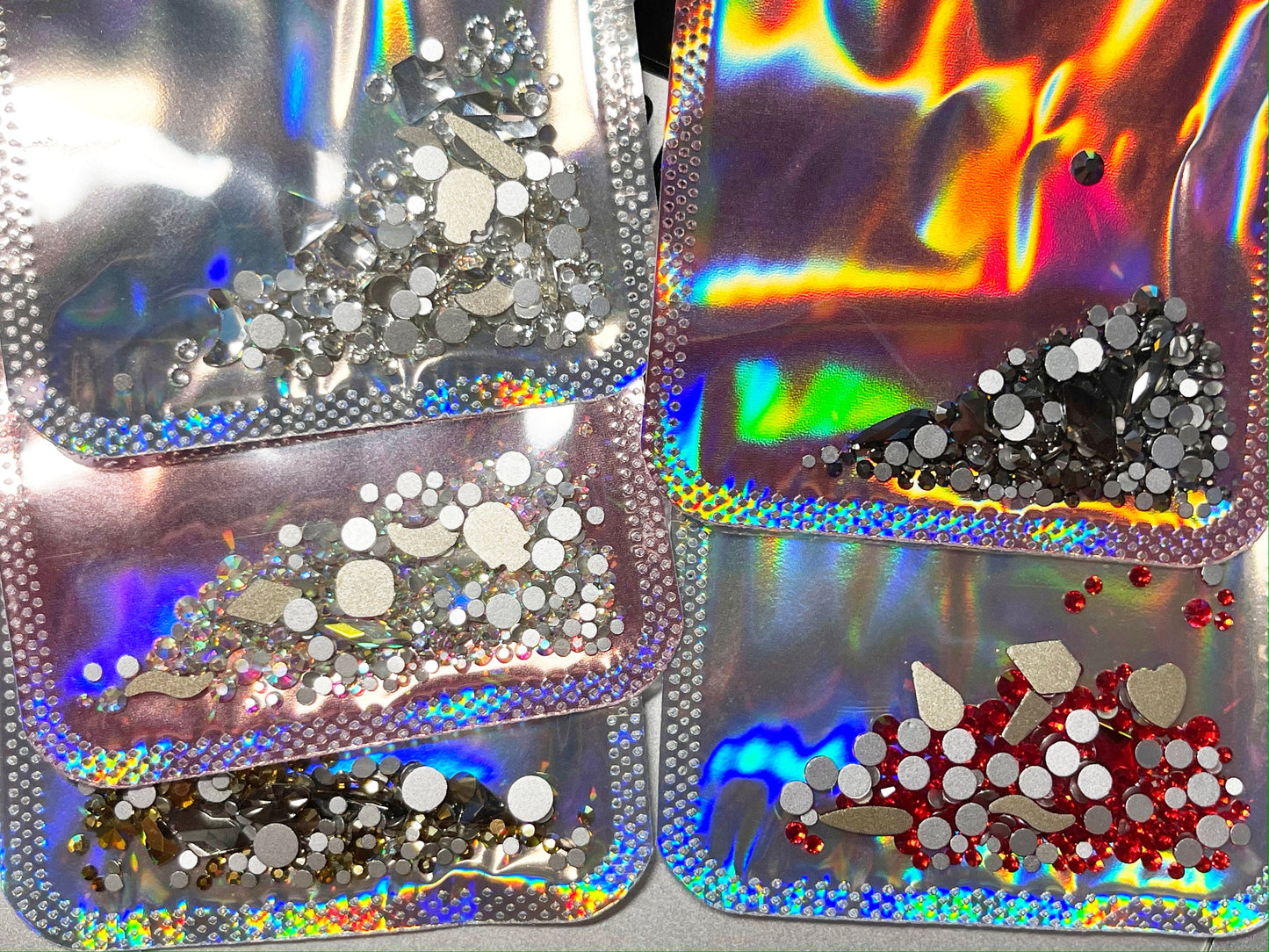 Glass Rhinestones For Nails Art Decorations / Mixed flat back shape Multi sized crystals Nail supply