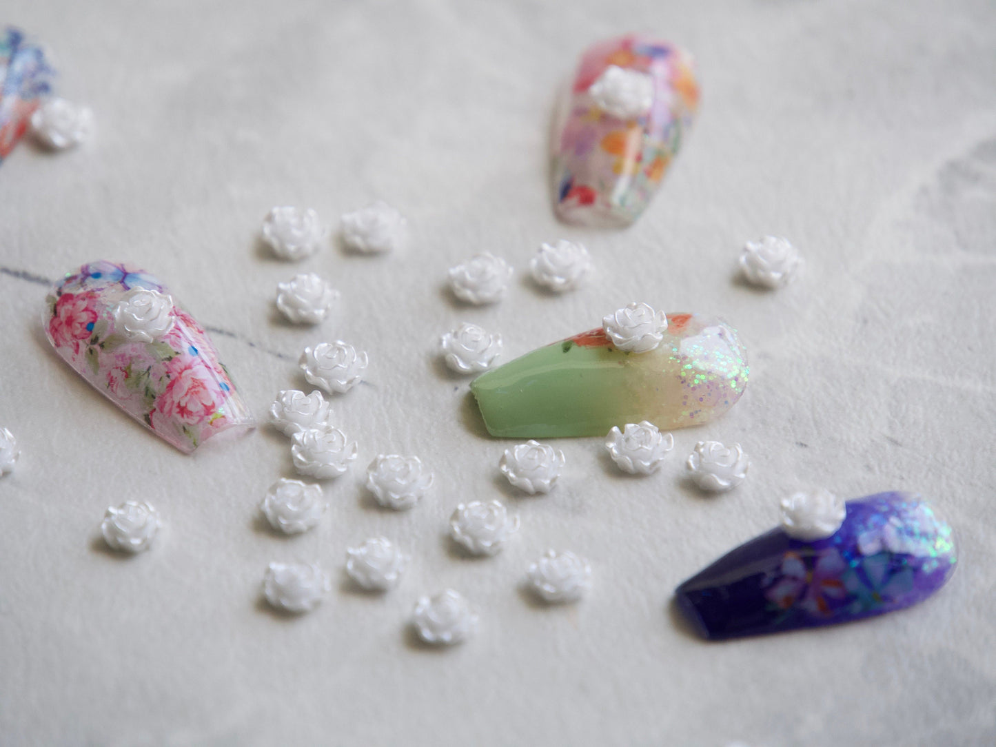 20pcs 3D Floral Nail Decals/ Rose Flower DIY charm for nail Gel Polish Acrylic Design