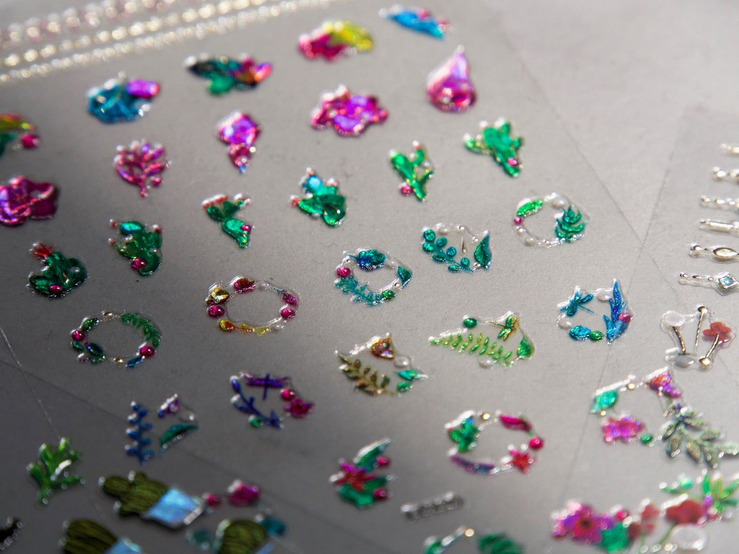 Green Plants Epoxy Resin Nail Sticker/ Flower Wreath Nails Stickers