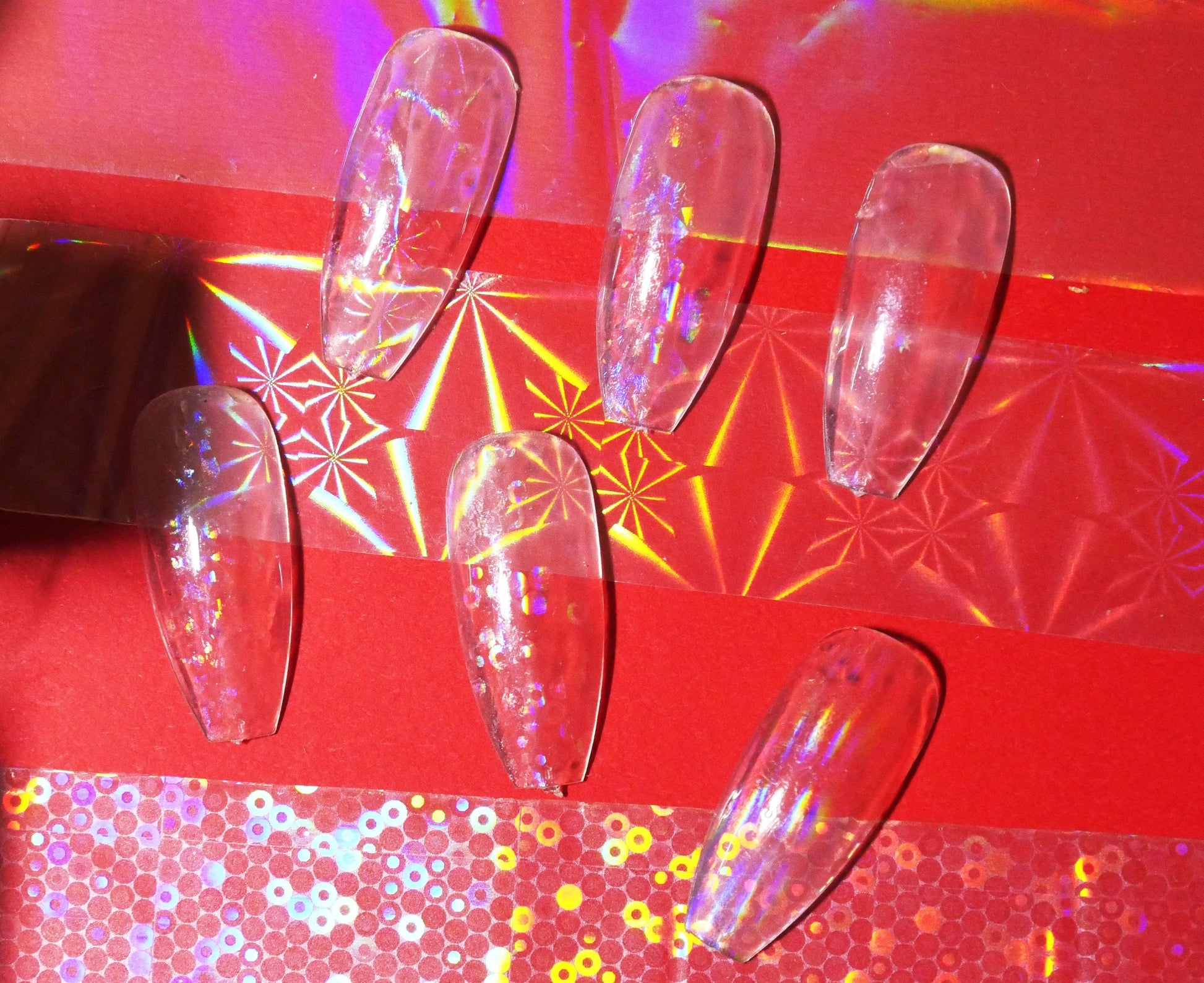 6 Yard Lazer Chameleon Rainbow transfer paper Foil Nail Art Star Design Sticker Decal/ Transparent Firework Dots Halo nail design foil