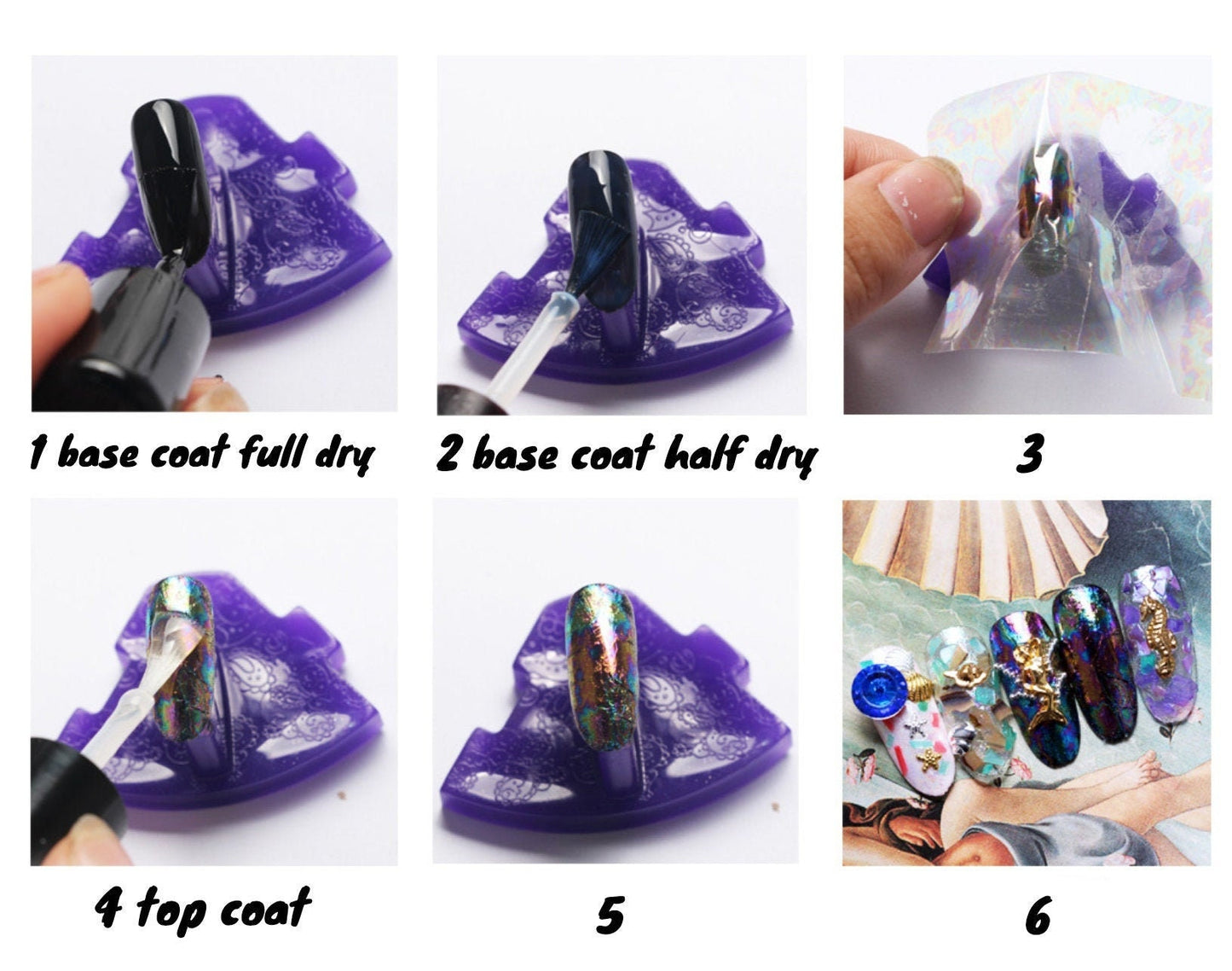 6 Yard Lazer Chameleon Rainbow transfer paper Foil Nail Art Star Design Sticker Decal/ Transparent Firework Dots Halo nail design foil