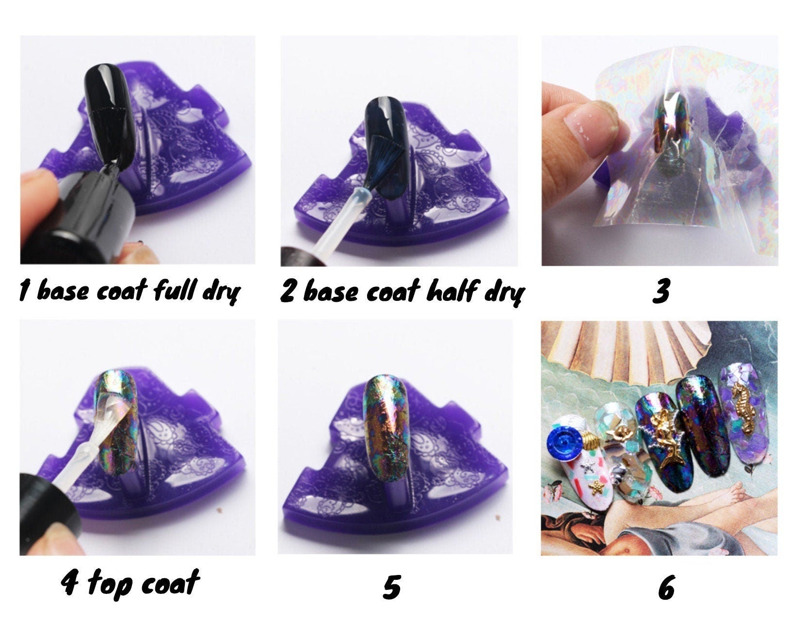 6 Yard Lazer Chameleon Rainbow transfer paper Foil Nail Art Star Design Sticker Decal/ Transparent Firework Dots Halo nail design foil