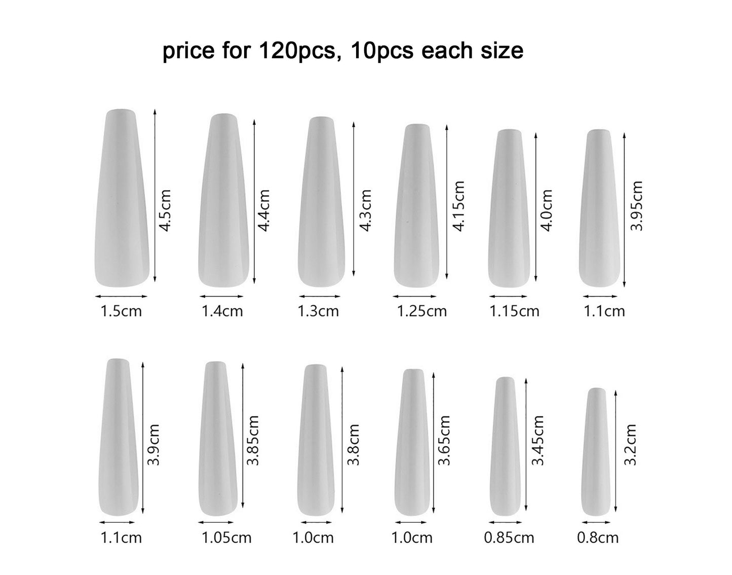 120 pcs Long Coffin Fake Nails
