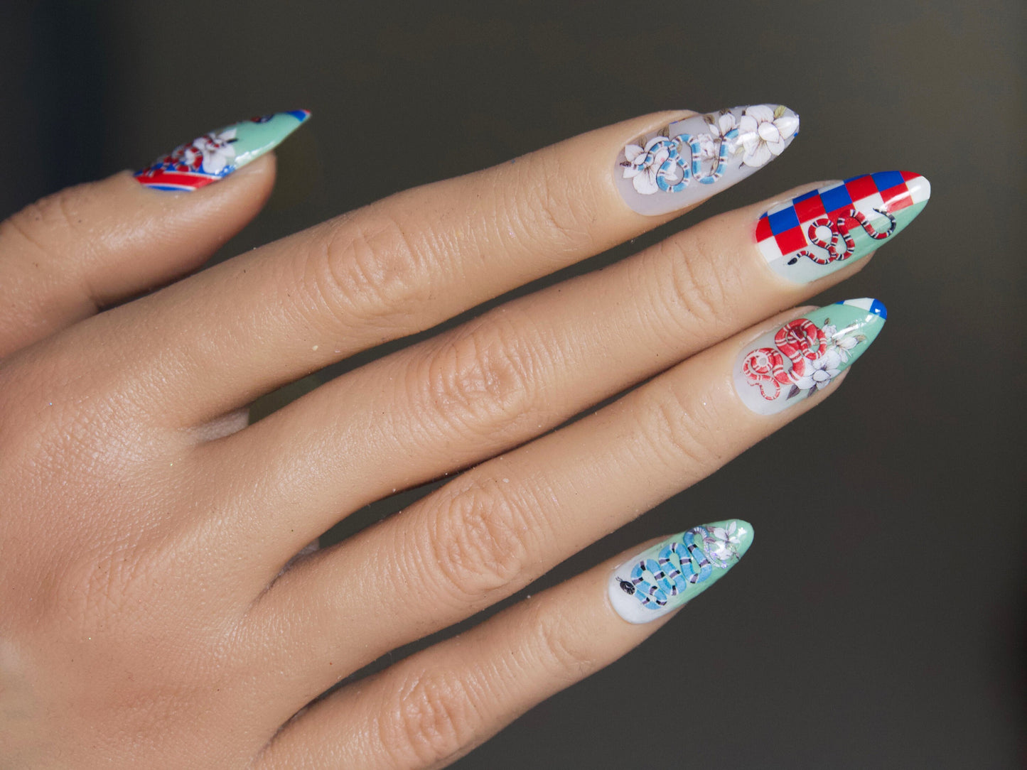 Snake Nail Stickers/ Rattlesnake Red Milk snake Ultra Thin Pro Totem 3D Nail Art Stickers Self Adhesive Decals Press on Nails Decal