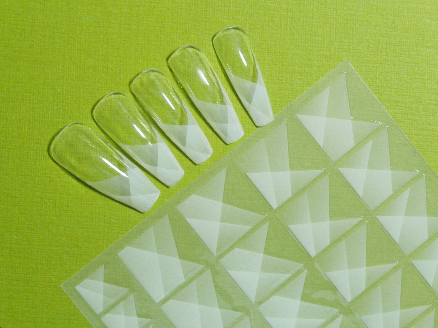 Translucent White Superimposed French Tip Nail Art Sticker