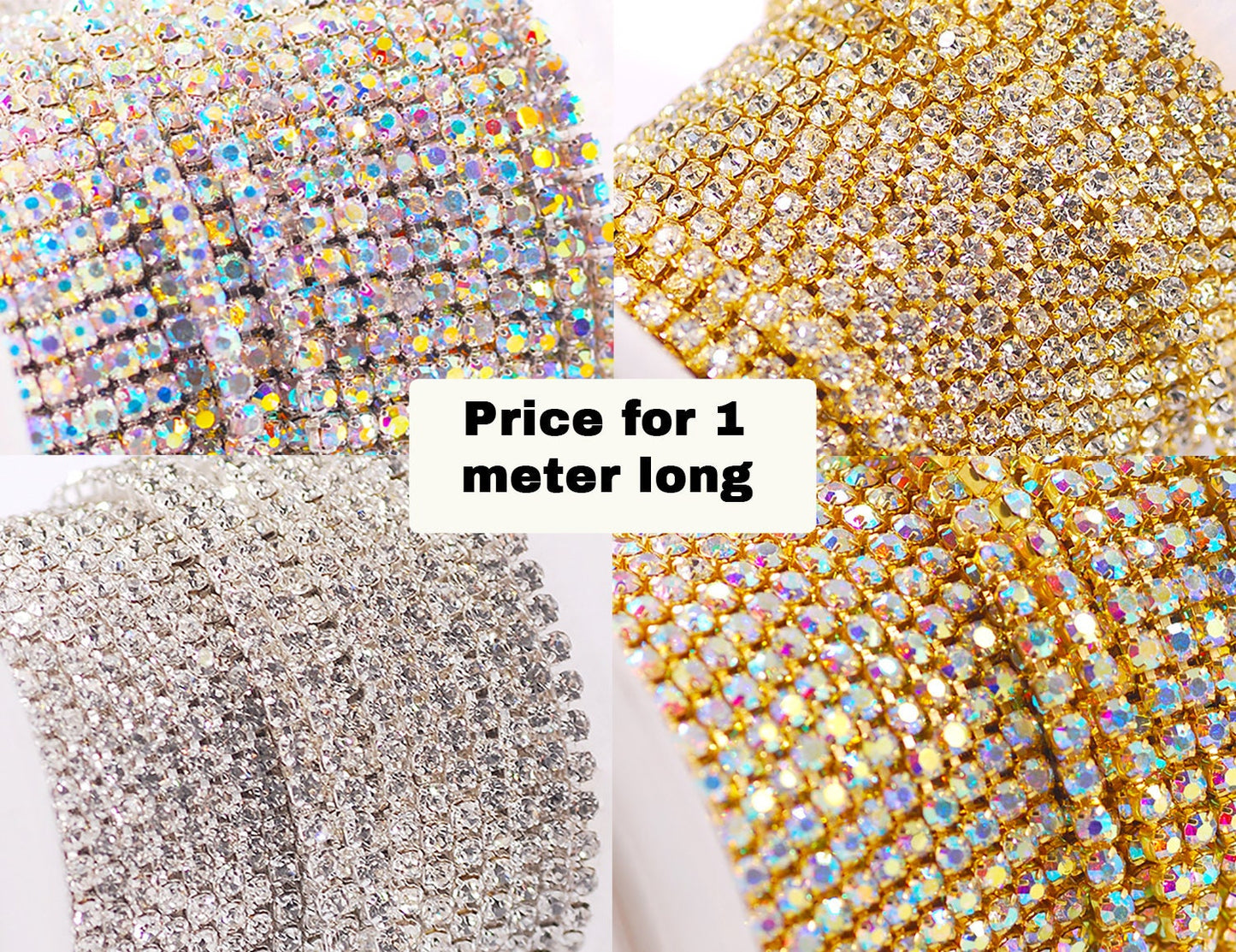 1 yard 2mm Rhinestone Chain