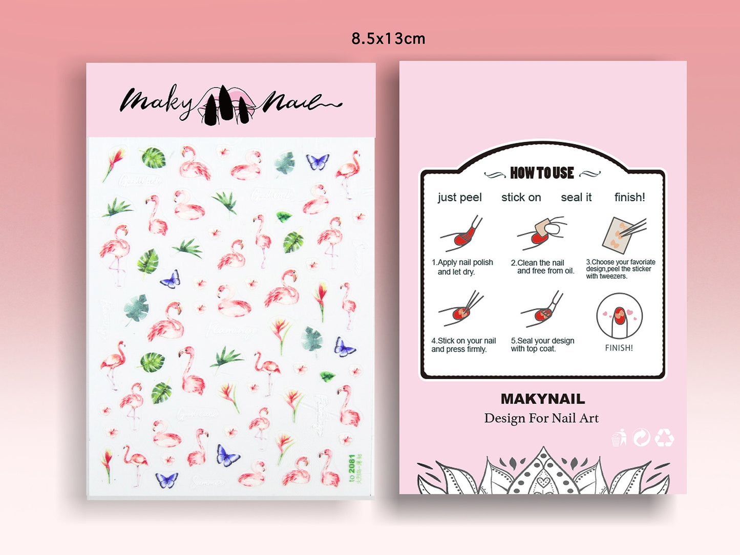 Tropical Pink Flamingo Nail Stickers
