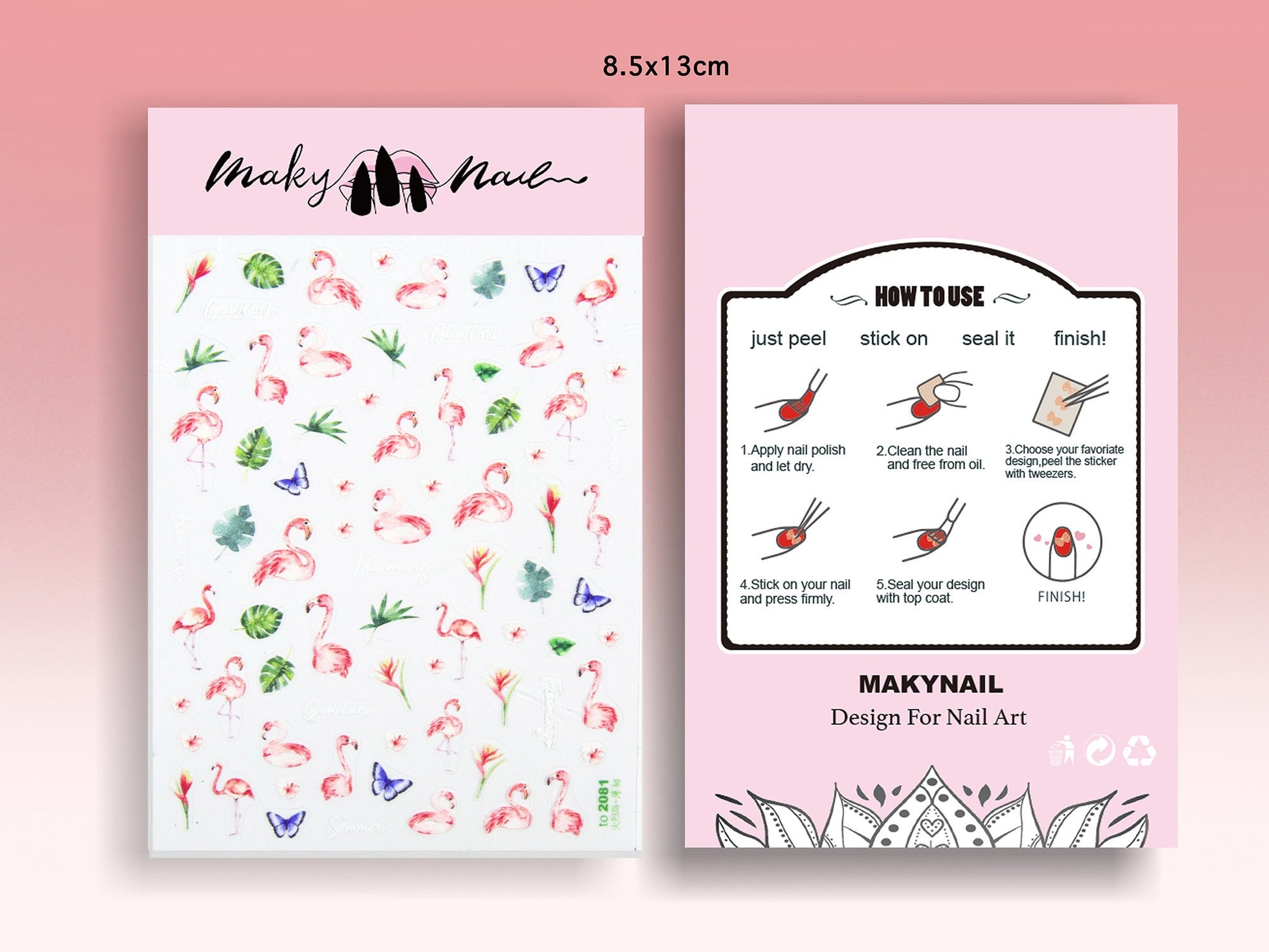 Tropical Pink Flamingo Nail Stickers