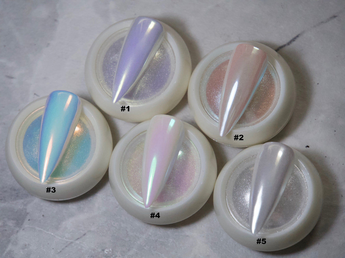Pearl Chrome Nail Powder with Multi Color Shifting Metallic Mirror Effect