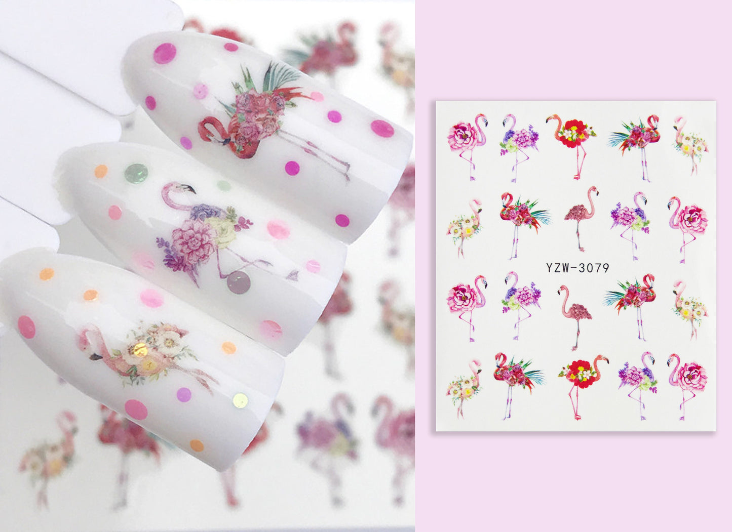 Tropical Pink Flamingo nail tattoo