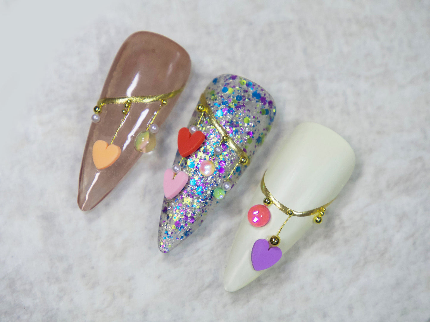 45pcs Heart Shaped Nail Charms Nails art Charms Accessories Decal Valentine's Day Nail supply Heart chips