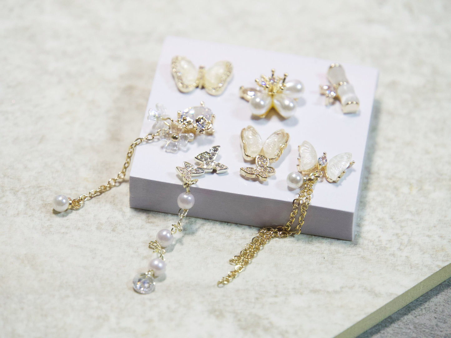 Butterfly Gold Zircon Nail Dangle